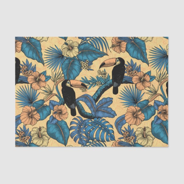 Toucan garden in yellow and blue tissue paper (Front)