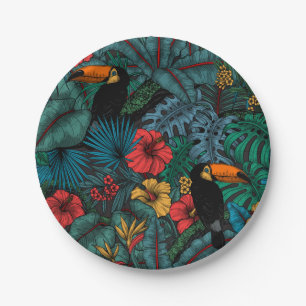 Toucan garden paper plate