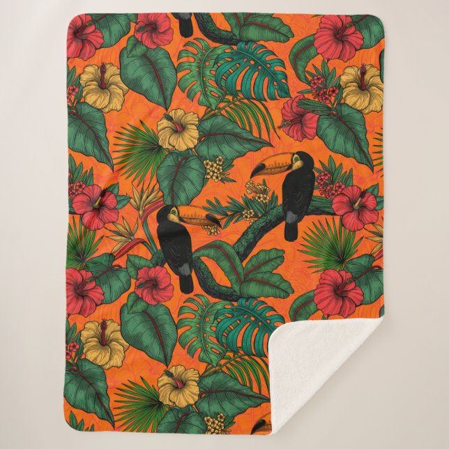 Toucan garden sherpa blanket (Front)