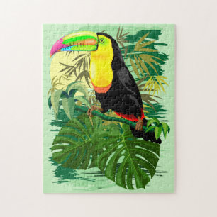 Toucan in Green Amazonia Rainforest Jigsaw Puzzle