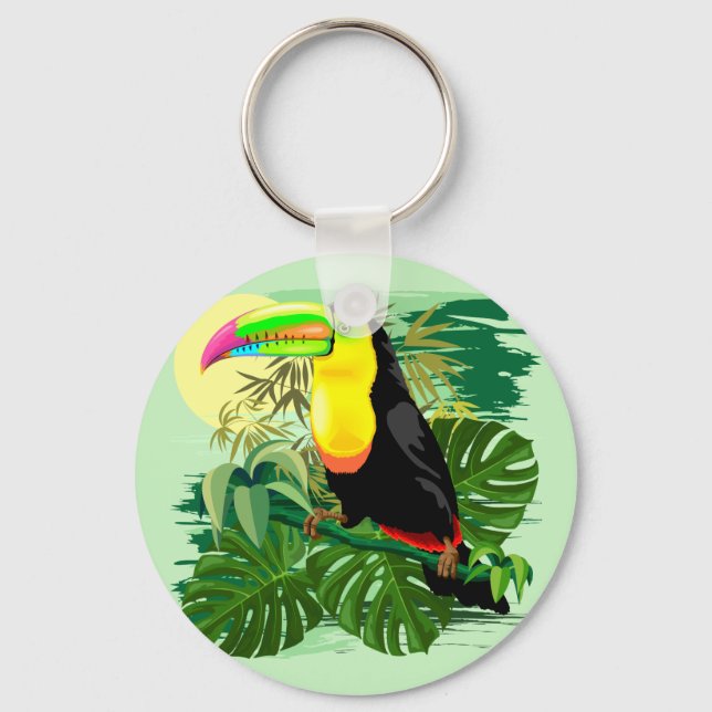 Toucan in Green Amazonia Rainforest Key Ring (Front)
