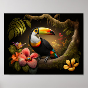 Toucan in rainforest poster