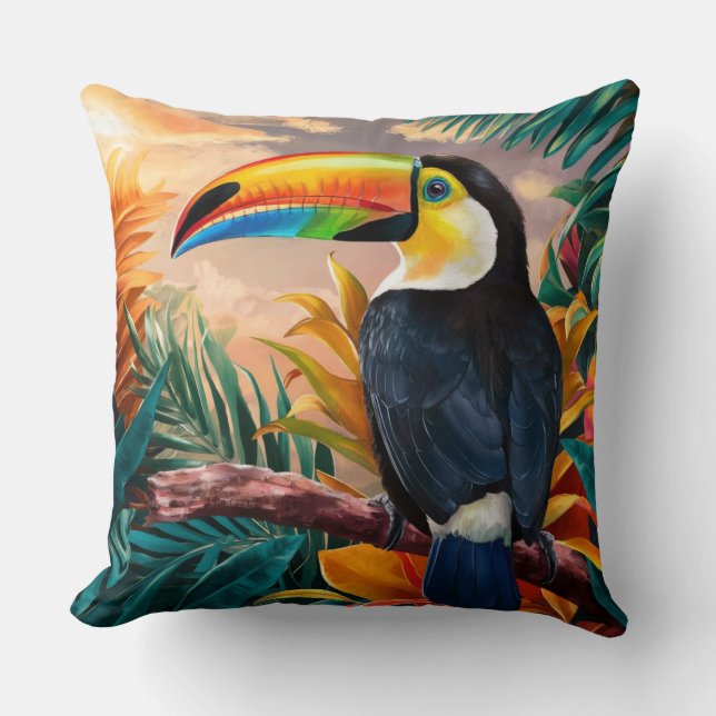 Toucan in the Jungle Cushion (Front)