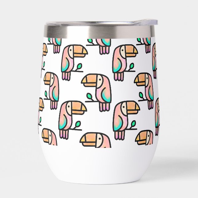 toucan jungle bird pastel rainbow cartoon pattern (Left)