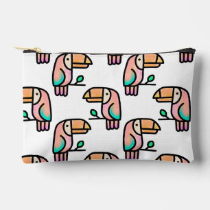 toucan jungle bird pastel rainbow cartoon pattern accessory pouch