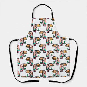 toucan jungle bird pastel rainbow cartoon pattern apron