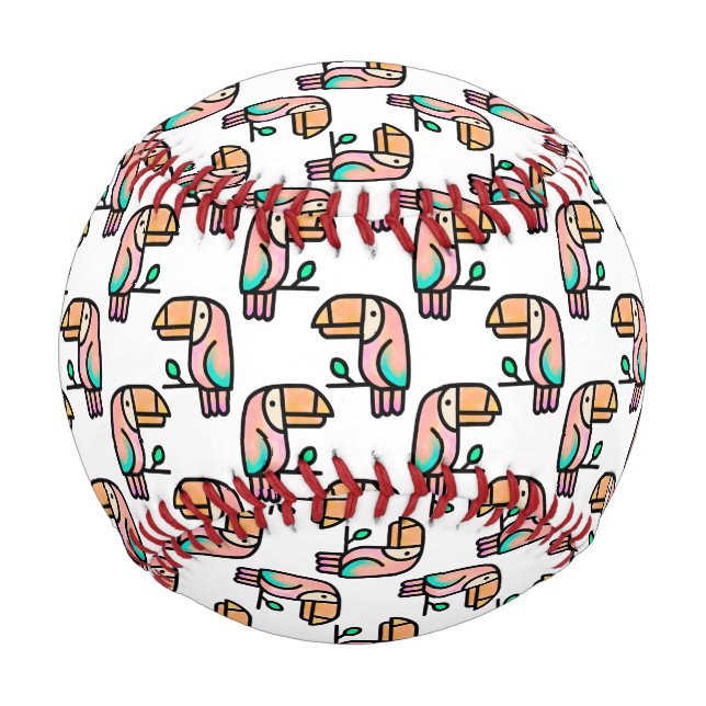 toucan jungle bird pastel rainbow cartoon pattern baseball (Front)