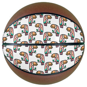 toucan jungle bird pastel rainbow cartoon pattern basketball