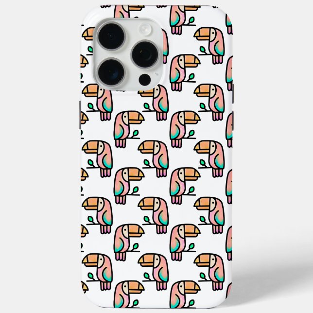 toucan jungle bird pastel rainbow cartoon pattern Case-Mate iPhone case (Back)