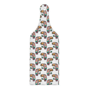 toucan jungle bird pastel rainbow cartoon pattern cutting board