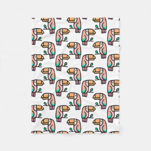 toucan jungle bird pastel rainbow cartoon pattern fleece blanket