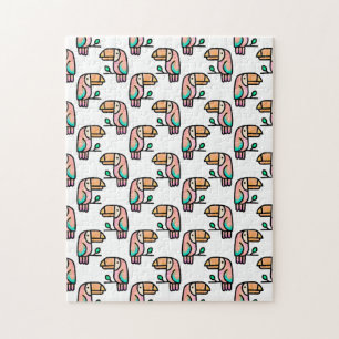 toucan jungle bird pastel rainbow cartoon pattern jigsaw puzzle