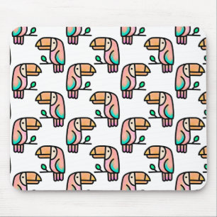 toucan jungle bird pastel rainbow cartoon pattern mouse pad