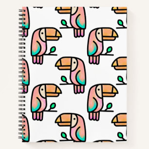toucan jungle bird pastel rainbow cartoon pattern notebook