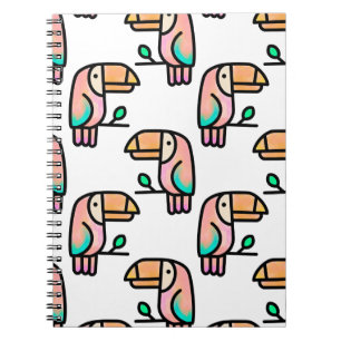 toucan jungle bird pastel rainbow cartoon pattern notebook