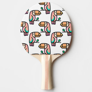 toucan jungle bird pastel rainbow cartoon pattern ping pong paddle
