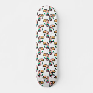 toucan jungle bird pastel rainbow cartoon pattern skateboard