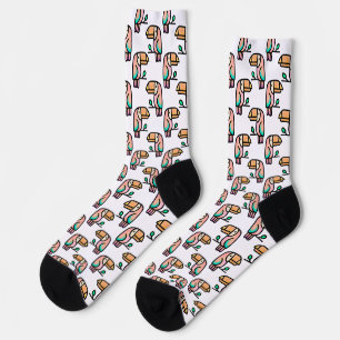 toucan jungle bird pastel rainbow cartoon pattern socks