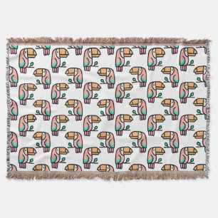 toucan jungle bird pastel rainbow cartoon pattern throw blanket