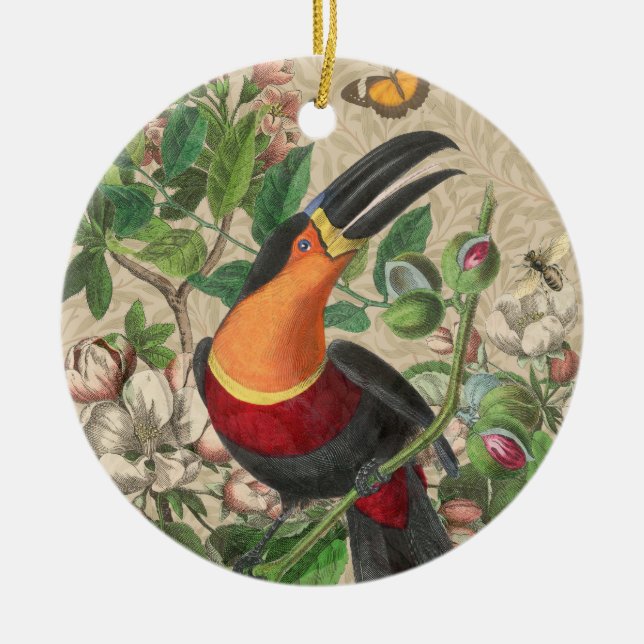 Toucan Jungle Tropical Bird Beautiful Antique Ceramic Ornament (Front)