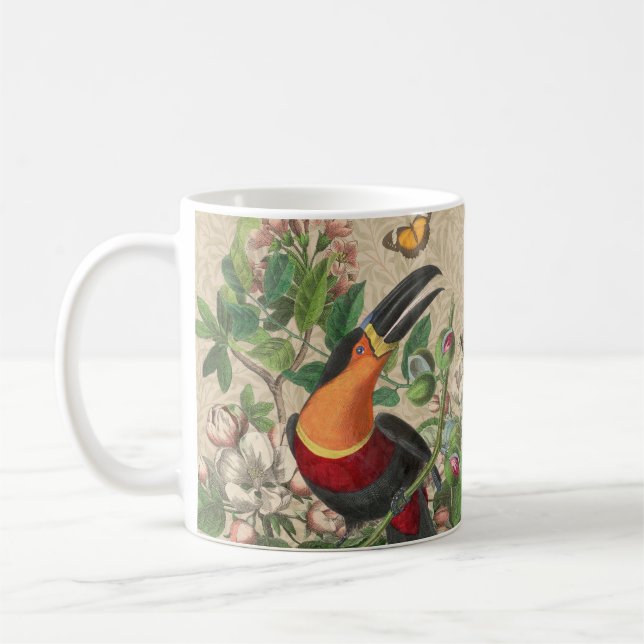 Toucan Jungle Tropical Bird Beautiful Antique Coffee Mug (Left)