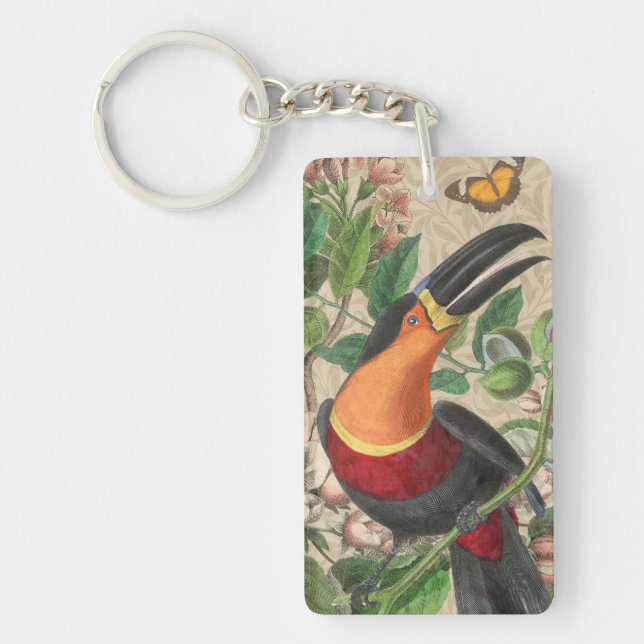 Toucan Jungle Tropical Bird Beautiful Antique Key Ring (Front)