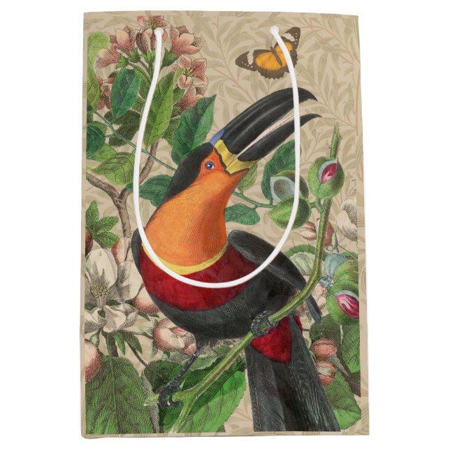 Toucan Jungle Tropical Bird Beautiful Antique Medium Gift Bag (Front)