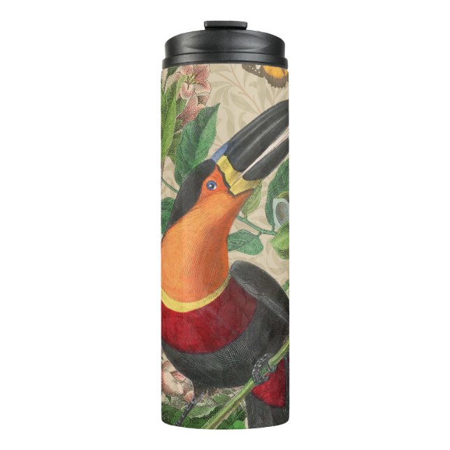 Toucan Jungle Tropical Bird Beautiful Antique Thermal Tumbler (Front)