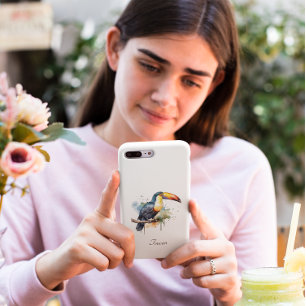 Toucan on Branch Watercolor Art, custom iPhone 11 Case