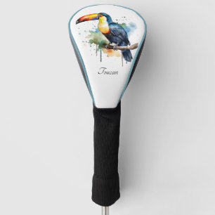 Toucan on Branch Watercolor Art, custom Golf Head Cover