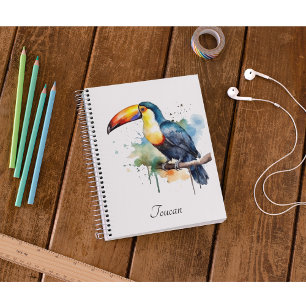 Toucan on Branch Watercolor Art, custom Planner