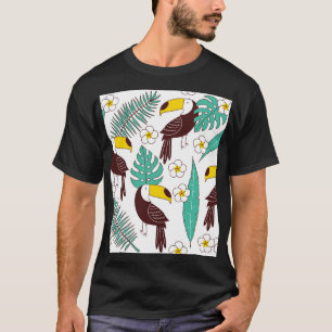 Toucan Orchid Vintage Palm Pattern T-Shirt