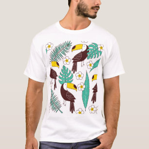 Toucan Orchid Vintage Palm Pattern T-Shirt