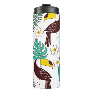 Toucan Orchid Vintage Palm Pattern Thermal Tumbler