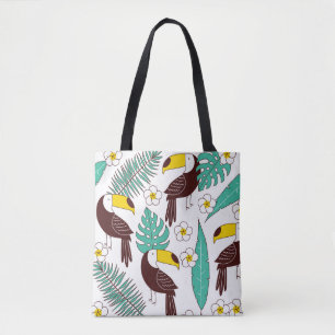 Toucan Orchid Vintage Palm Pattern Tote Bag