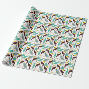 Toucan Orchid Vintage Palm Pattern Wrapping Paper