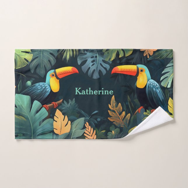  Toucan Paradise: Customizable Design Hand Towel (Hand Towel)