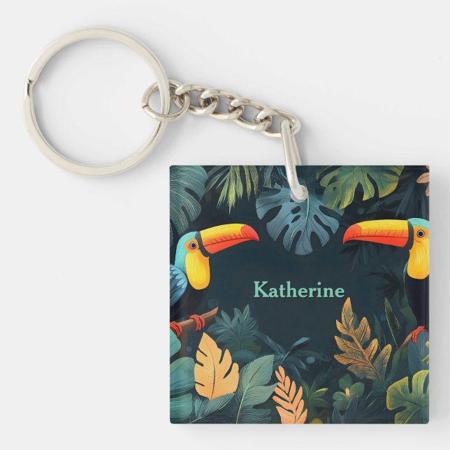  Toucan Paradise: Customizable Design Key Ring (Front)