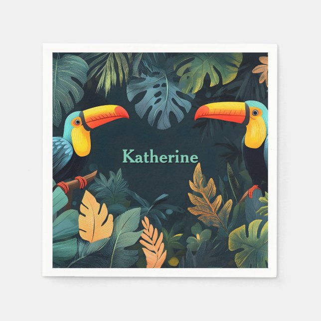  Toucan Paradise: Customizable Design Napkin (Front)