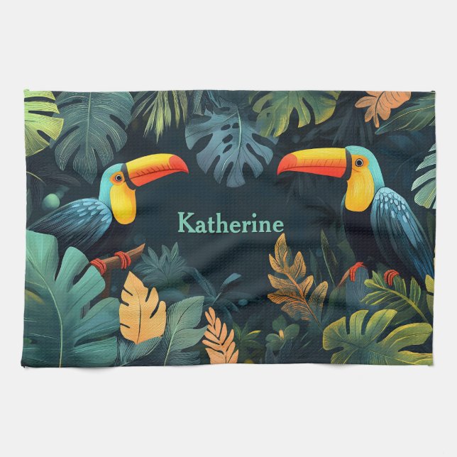  Toucan Paradise: Customizable Design Tea Towel (Horizontal)