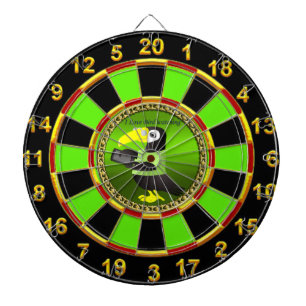 Toucan parrots with computer and gold foil design dartboard