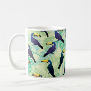 toucan pattern, vintage, illustration coffee mug