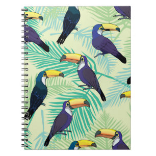 toucan pattern, vintage, illustration notebook