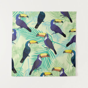 toucan pattern, vintage, illustration tapestry