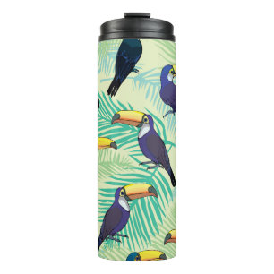 toucan pattern, vintage, illustration thermal tumbler