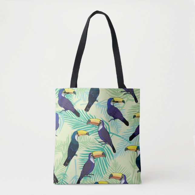 toucan pattern, vintage, illustration tote bag (Front)