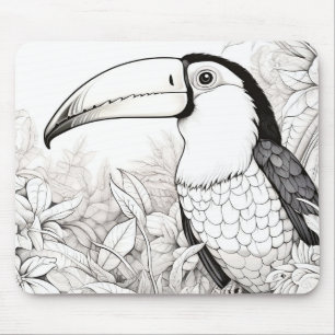 Toucan Peaceful Nature Prairie Sketch Drawing Art Mouse Pad
