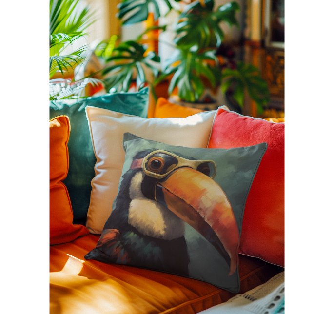 Toucan Pilot Vintage Aviator Graphic Cushion (Creator Uploaded)