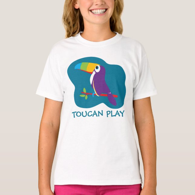Toucan play bird graphic teal girls top (Front)