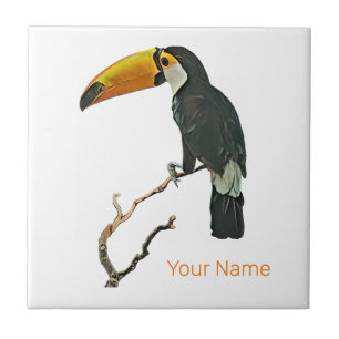 Toucan Portrait Animal Tropical Bird Design Ceramic Tile